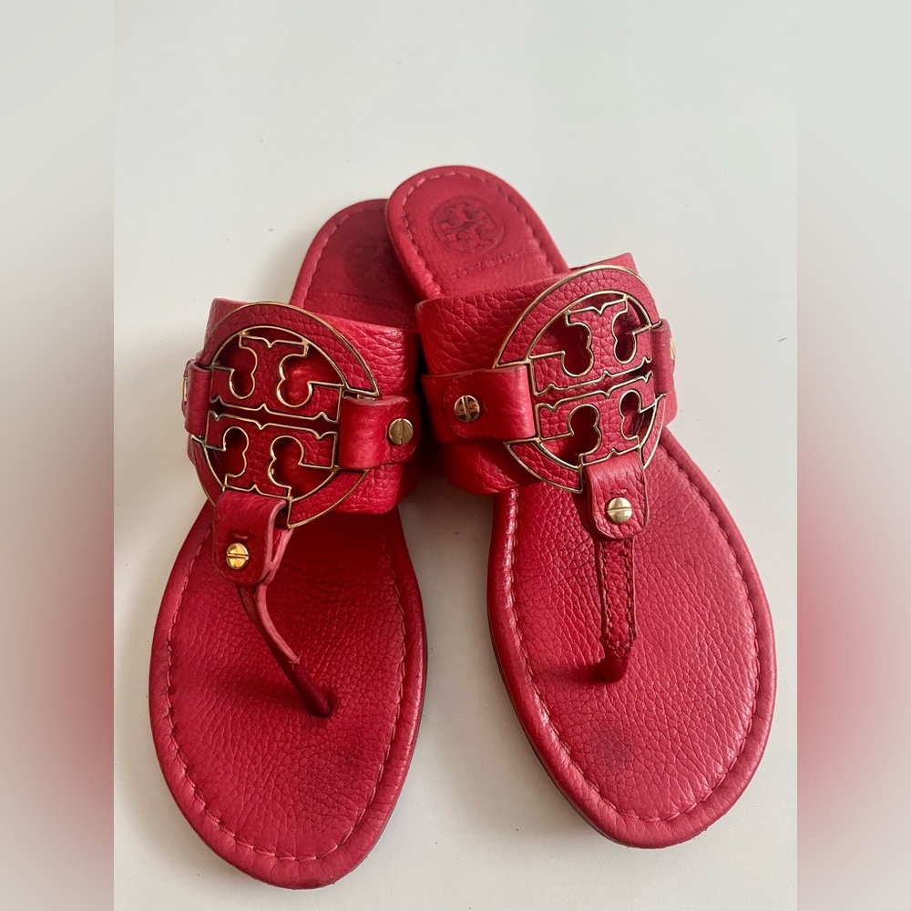 Tory Burch Carnival Amanda Leather Sandal - Red - Size 9